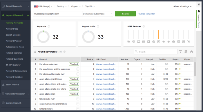 Keyword Research module covering 9 different search methods