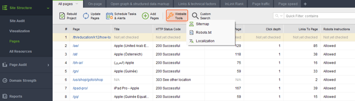 generating a sitemap in WebSite Auditor