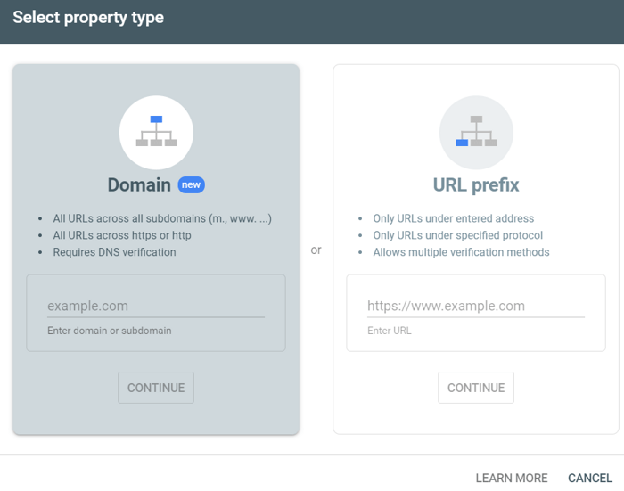 add domain to google search console