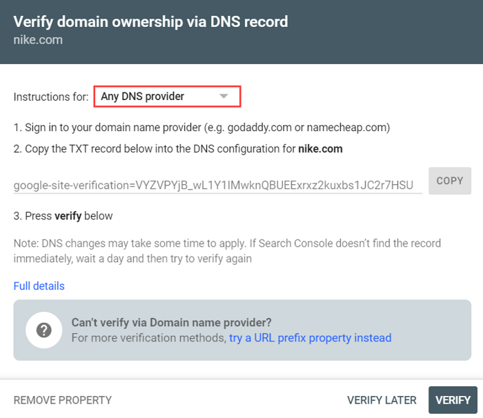 verify domain