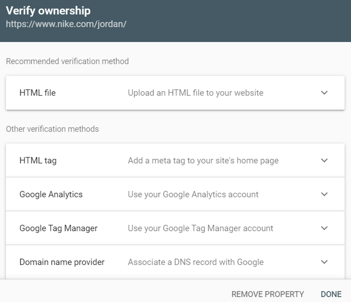 domain verification options