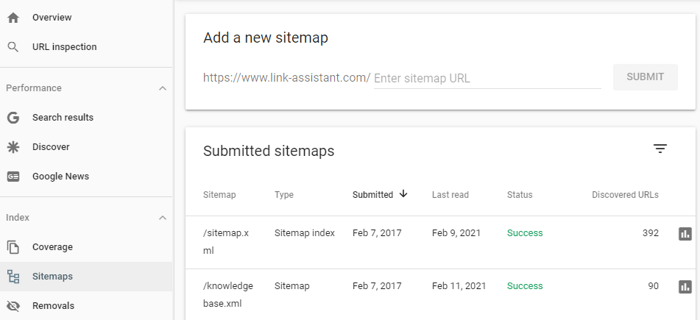 submit sitemap to seach console